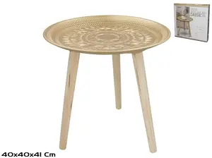 Koka galds Decorlife 40 x 41 cm, zelta krāsa, modelis 8445393546292