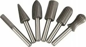 Metal Cutting Rotary Burrs set, Silver 6 pcs — for metalworking, model 11529