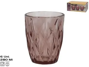 Glass mugs set Dymo 6 pcs 280 ml pink, dimensions 10×8×8 cm