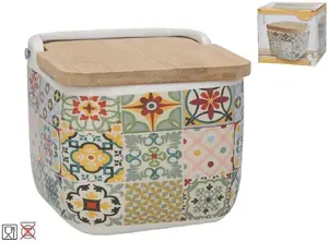 Sāls trauks Cookini ar bambusa vāku, 12 × 12 × 5 × 11 cm