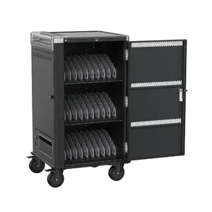 ewent EW1700 mobile device storage cart for charging and management, black/gray