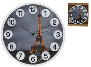 Настенные часы Decorlife Eiffel с 3D цифрами, 30 x 30 x 4,5 см