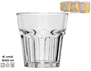 Glass tumbler set Lumarko Casablanca 6 pcs, 300 ml, dimensions 9.5×9×9 cm