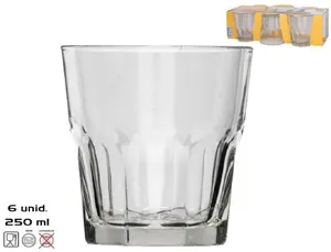 Glassware set Lumarko Casablanca — 6 pcs, 250 ml drinking glasses, 8.5×8×8 cm