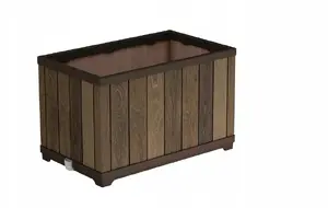Planter Lumarko Keter Deco Rectangle walnut — rectangular outdoor/indoor plant pot