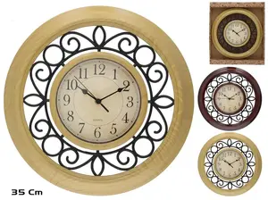 Настенные часы Decorlife 35 x 35 x 5 см, имитация дерева, диаметр 35 см, модель 8445393486697