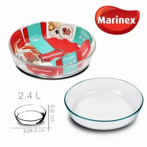 Glass baking dish Marinex large round 2.4 L, Ø 26.5 cm, height 5.5 cm, MPN 7891155065036