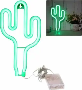 Настольная лампа Aptel ZD79 неоновая LED USB кактус зелёная