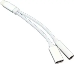 Adapter HERTZ AK291B USB-C to 3.5mm Jack + USB-C, white