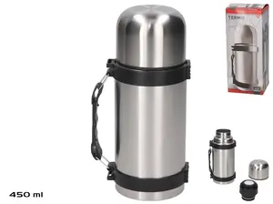 Термос Gerimport 450 мл, вакуумный стеклянный/металлический флакон, 21 × 10 × 9 см