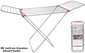Aluminium Clothes Dryer Gerimport 18 m drying line with steel legs 175 x 55 x 110 cm