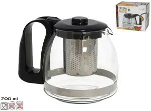 Glass Teapot with Tea Filter 700 ml for Herbal Tea Lumarko 11×12.5×16 cm