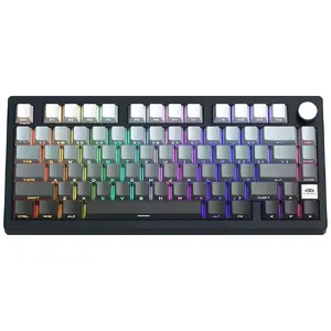 Механическая клавиатура MageGee Light75 бело‑серая с RGB-подсветкой и переключателями Blue Whale, раскладка US