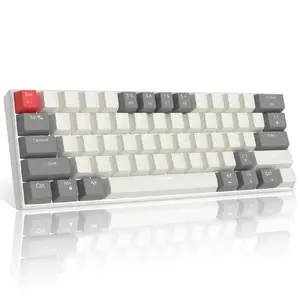 Mechanical Keyboard MageGee STAR61 — 61‑key, Grey/White case, Blue LED lighting, Red mechanical switches, US layout