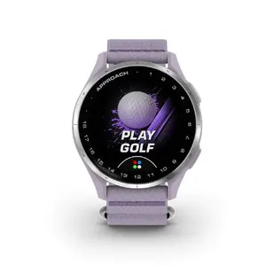 Golf GPS Watch GARMIN Approach J1Silver — aluminium bezel, lilac ComfortFit fabric band