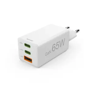 Зарядное устройство HAMA 65 Вт для ноутбука с 2× USB‑C PD и 1× USB‑A, модель 125142