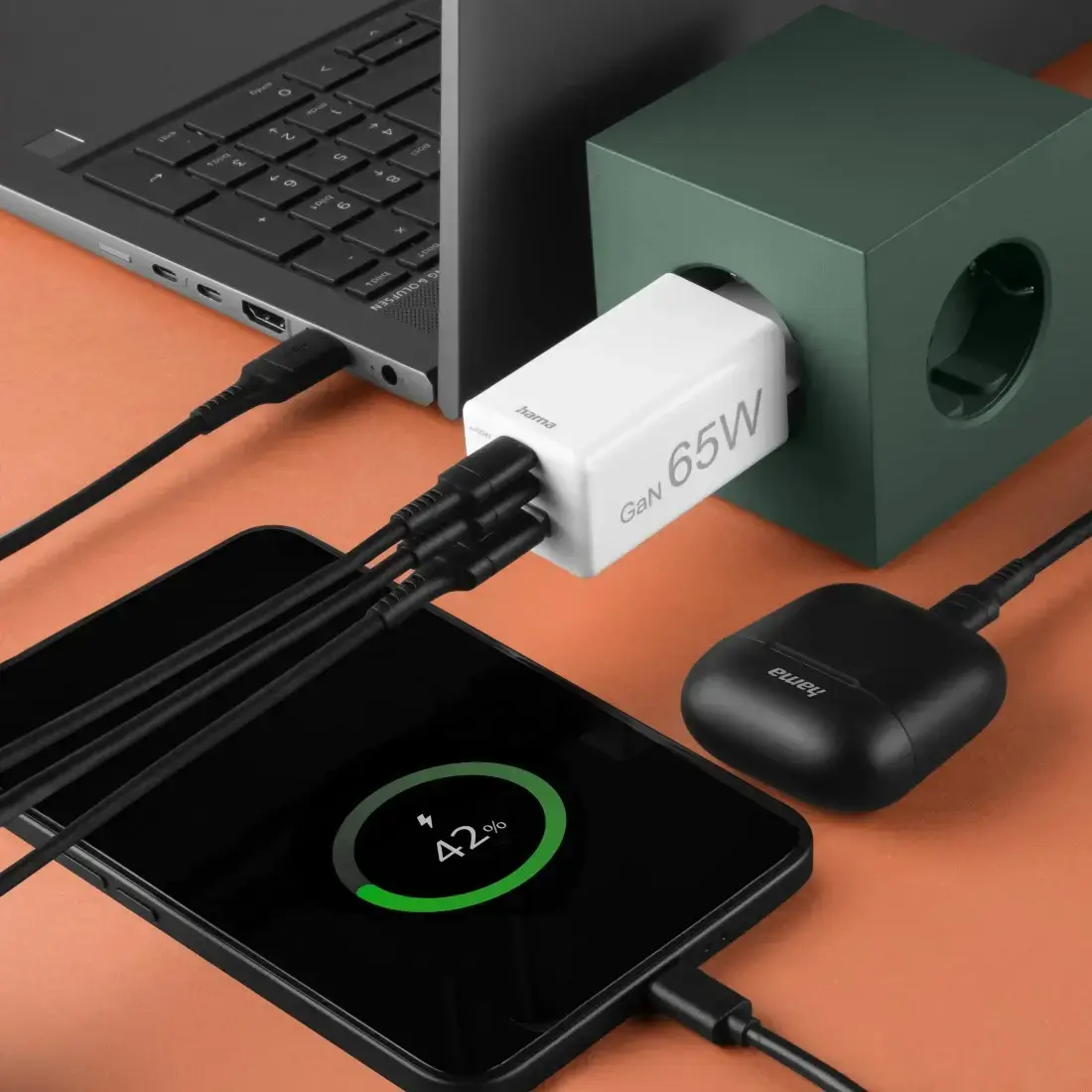 HAMA 65W lādētājs 2×USB‑C PD 1×USB‑A Photo 7