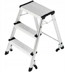 Folding Step Ladder Twinco Twin Mini 3 Steps with 4 Wheels — compact mobile step ladder