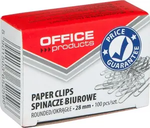 Paper clips office products round 28 mm, 100 pcs, silver