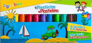Modelējamā plastilīna komplekts Gimboo PLASTELINA — 12 krāsas, drošs plastilīns