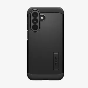 Spigen Tough Armor case for Samsung Galaxy A37 5G — TPU & PC, fits 6.7" screens, black, with desktop stand