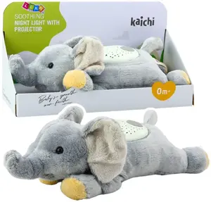 Plush Sleep Elephant with Projector and White Noise Sounds, LEANToys Słonik Pluszowy Usypiająca Przytulanka