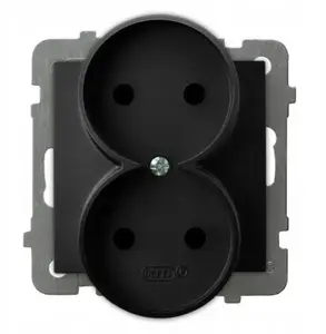 Double socket Schneider Electric GP-2GR/m/33 — modular, frameless, black metallic