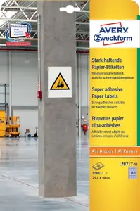 Самоклеящиеся прямоугольные этикетки Avery Zweckform L7871-20 — постоянный клей, 10 × 25,4 мм, 3780 шт.