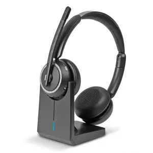 Austiņas Lindy L118 bezvadu ar trokšņu slāpēšanu un uzlādes bāzi, Bluetooth un ar vadu, supraaurālas, 20–20000 Hz, 350 g, melnas