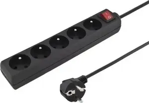 Сетевой удлинитель connectIT DX-5FS — 5 розеток с выключателем, кабель 5 м, черный