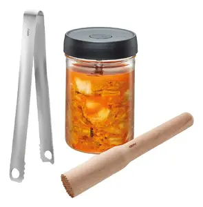 Oil/Vinegar Dispenser bottle NPC Polska GEFU NATIVO 1 L glass plastic stainless steel wood, 1.5 kg