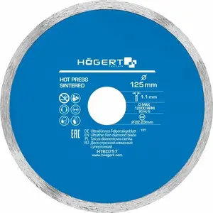 Diamond Cutting Disc 125×22.2 mm (Solid) — Hoegert HT6D757