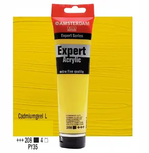 Akrila krāsa tūbiņā Amsterdam Expert Series — Cadmium Yellow Light 208, mākslinieciskā akrila krāsa
