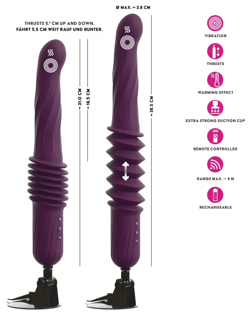 You2Toys RC Warming Fucking Machine Pur — толкающий вибратор Photo 15