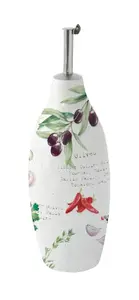 Glass Oil & Vinegar Bottle 300 ml by EASY LIFE, Porcelain Stopper, Pour Spout