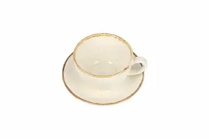Porland Seasons Beige Cappuccino Cup with Saucer 32 cl, ceramic tableware