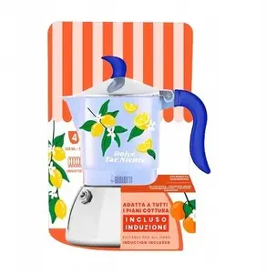 Кофеварка гейзерная BIALETTI Fiametta Induction Fruit Vibes 4 чашки — синяя