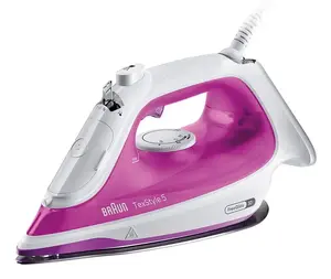 Steam iron Braun Houshold TexStyle 5 SI 5225 PU — steam iron, vertical steam, 0.3 L tank, 1.35 kg, white/pink