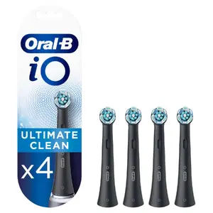 Electric Toothbrush Heads Pack, Oral-B iO Ultimate Cleansing 4 Pack (Black) – Superior Plaque Removal
