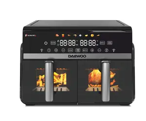 Аэрогриль Daewoo DAF 2X1100 LRB — двойная горячепроходная фритюрница 1100 Вт + 1100 Вт, LED-дисплей, 5 л + 5 л
