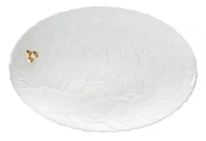 Ovāls servēšanas šķīvis EASY LIFE HOLLY&BERRIES 36×24,5 cm, porcelāns