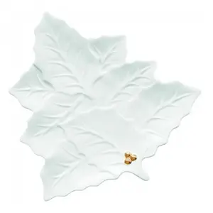Servēšanas šķīvis EASY LIFE HOLLY&BERRIES 'Lapa' 22×22 cm, porcelāns