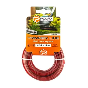 Trimmer line Polax Square with Cord 2.4 mm × 15 m — reinforced square profile