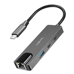 Laptop dock / port replicator LOGILINK UA0432 — wired USB 3.2 Gen 1 Type-C, 2.5 Gbps Ethernet, grey