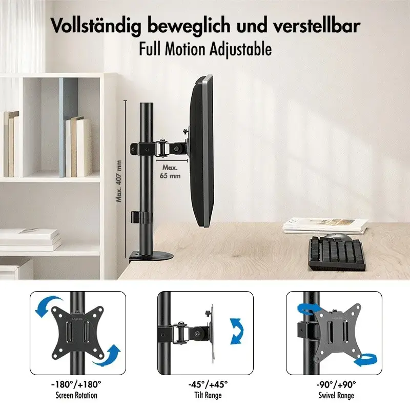 Monitoru stiprinājums LOGILINK BP0222 17–32" 9 kg Photo 3
