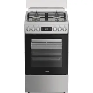 Brīvi stāvoša plīts Whirlpool W5G8LMX — gāzes virsma 4 reižu, elektriskā krāsns 60 L, nerūsējošais tērauds, 50×60×85 cm