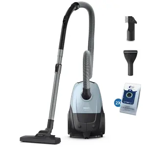 Циlindricheskiy пылесос Philips 2000 series XD1142/10 для сухой уборки мощностью 800 Вт, с мешком для пыли объемом 3 л, HEPA-фильтрацией и синим корпусом