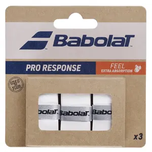Overgrips Babolat Pro Response X3 — balts, garums 114 mm, biezums 0.45 mm, 1 gab.