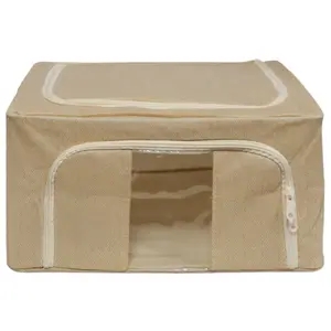 Storage box BESK 40×30×20 cm with transparent window, beige