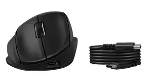 Беспроводная эргономичная офисная мышь для правой руки HP Tilt Ergonomic Mouse 725M с RF Wireless и Bluetooth, разрешением 6000 DPI, 7 кнопками и колесиком, черная